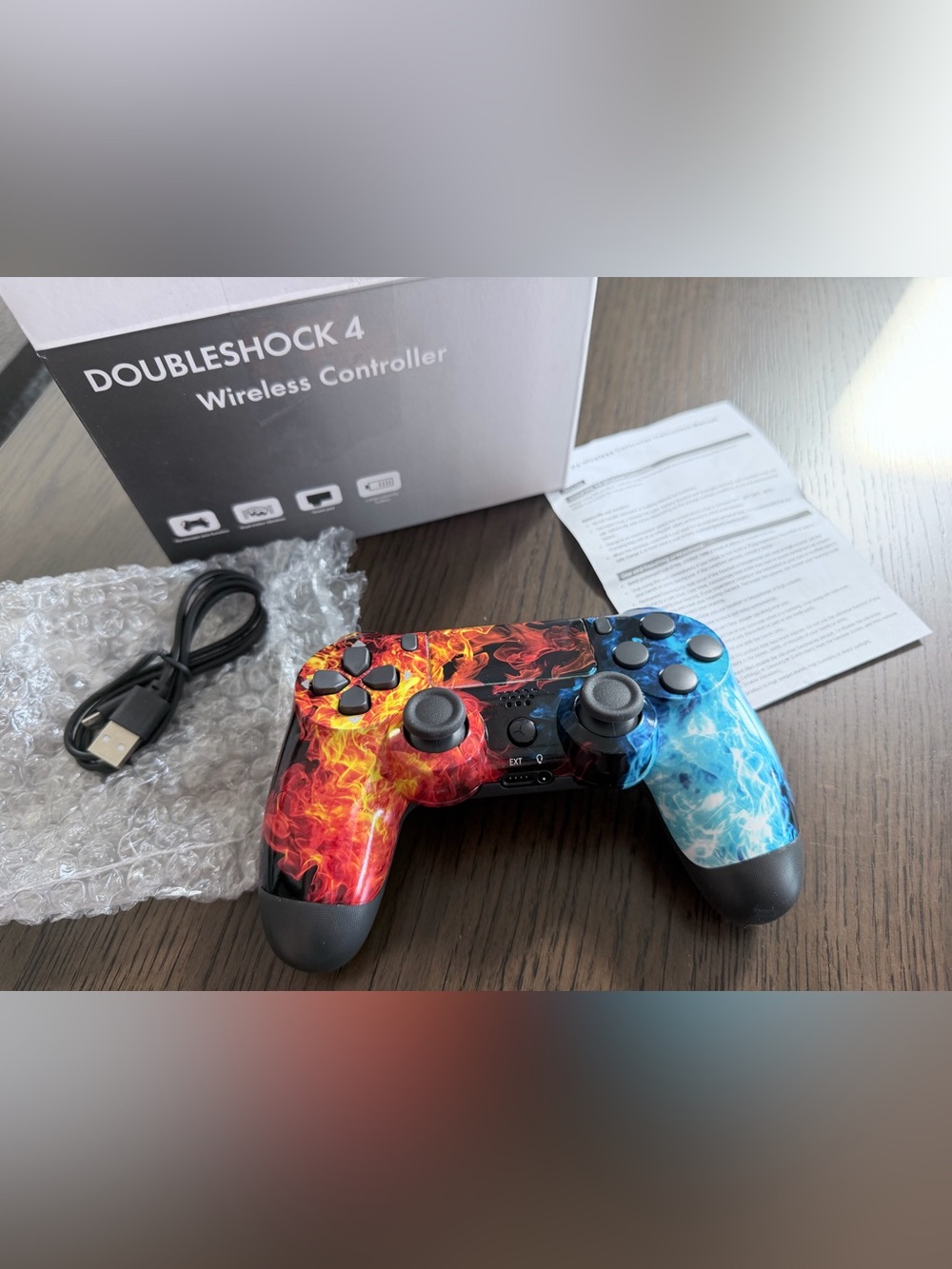 Wireless Game Controller Doubleshock 4 Red & Blue Fire Design